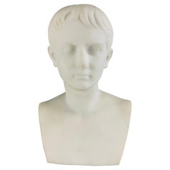 Mid 19th century hand carved alabaster sculpture of Augustus Caesar.