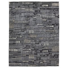 Modern Moroccan Style Wool Rug In Gray Featuring a Geometric Design By Apadana