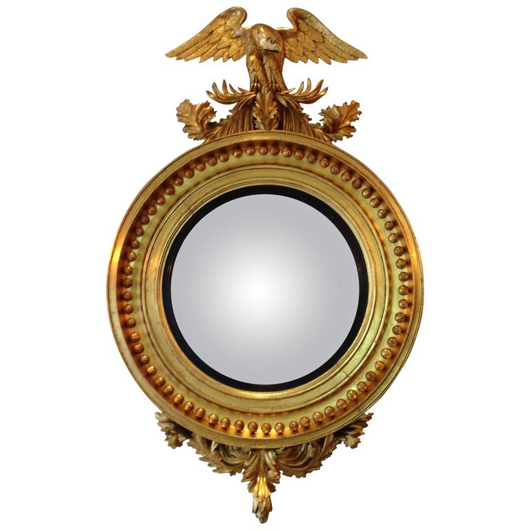 Gold Gilt Convex Mirror, circa 1840 For Sale at 1stdibs
