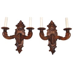 Beautiful Pair of French 1920 Louis XVI Style Wood Sconces