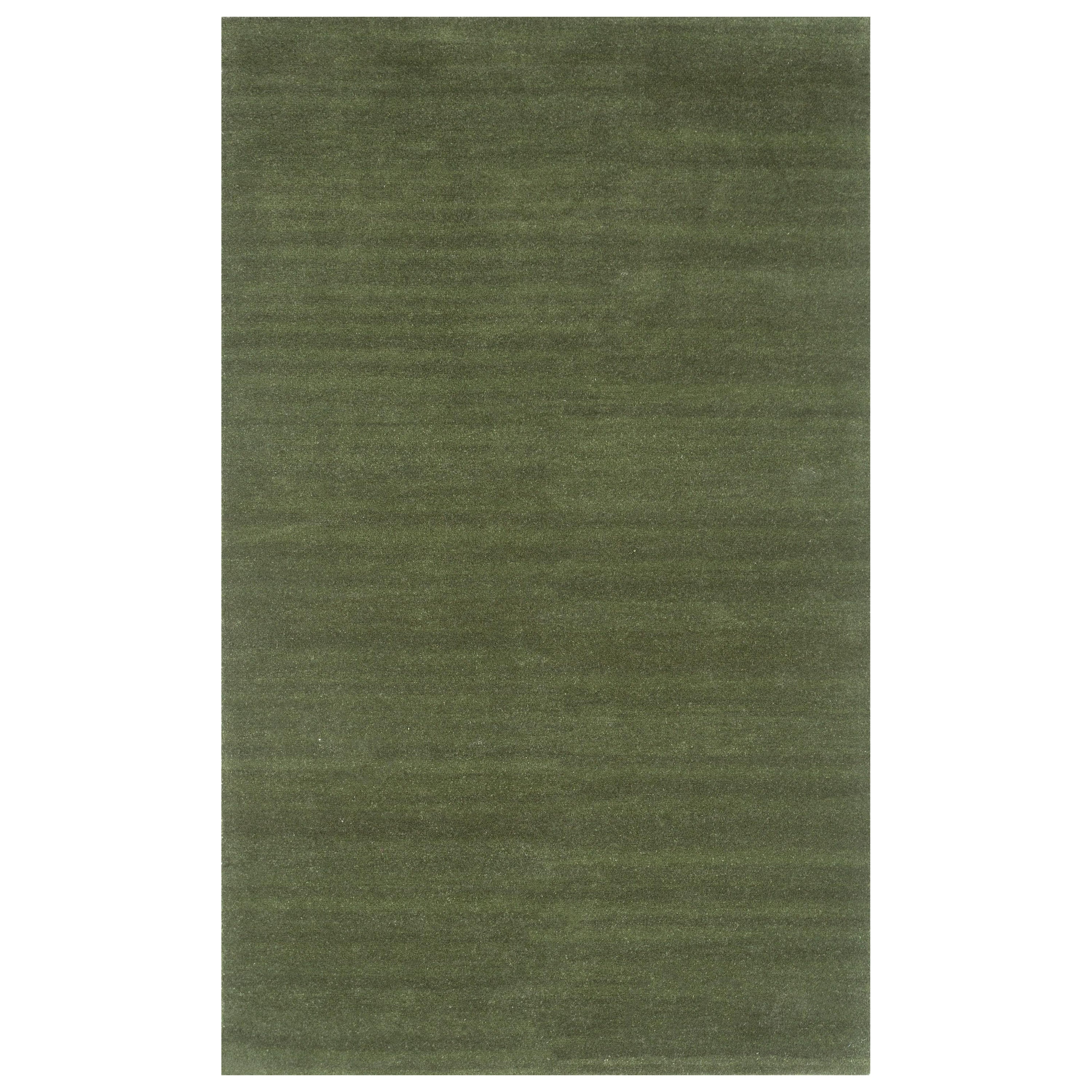 Alfombras de lana tejidas a mano en tonos verdes intensos, diseño de textura orgánica