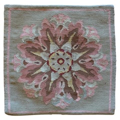Rose Mauve Dark Beige French Provincial Floral Needlepoint Square Pillow Case
