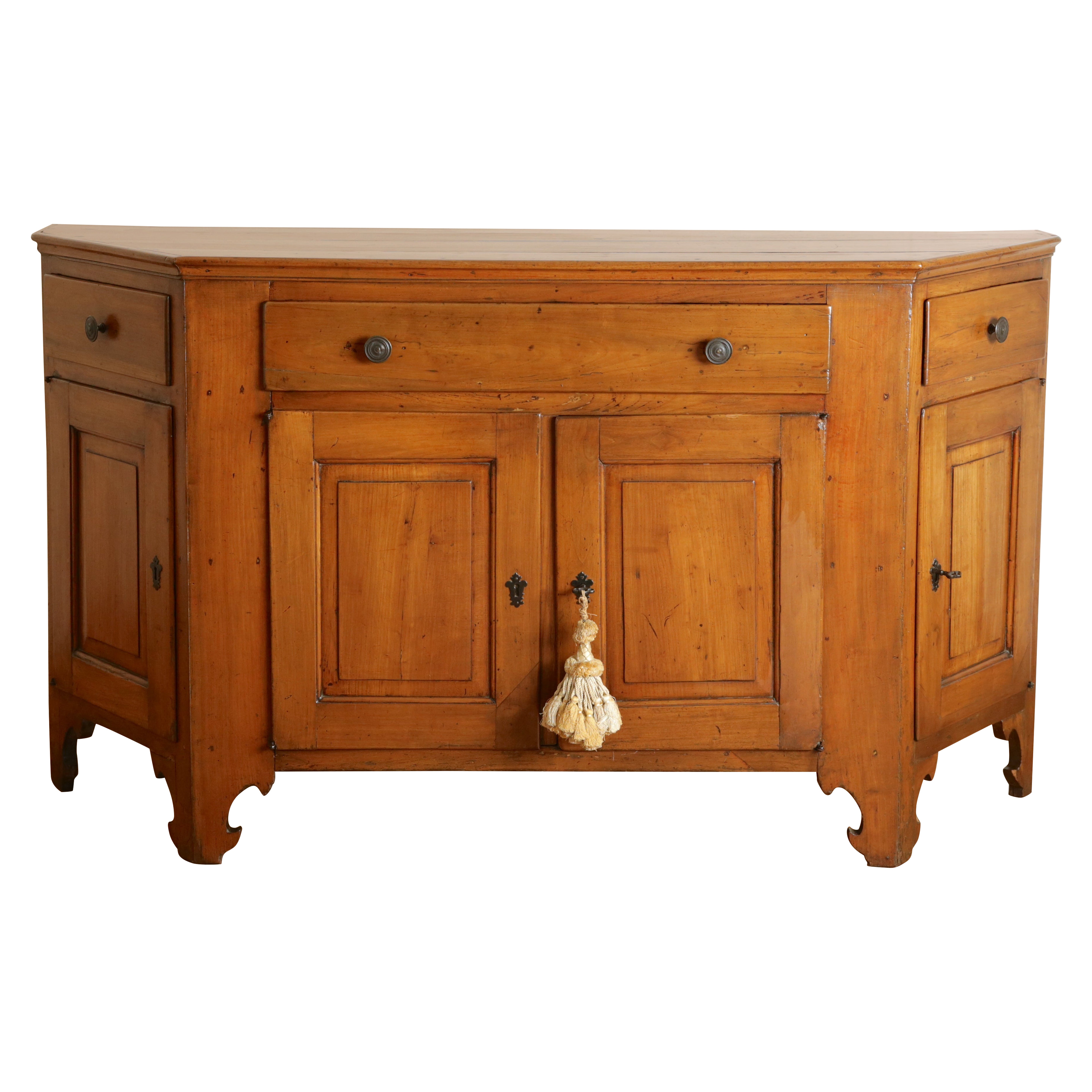 Crédence scantonata italienne, Vénétie, début néoclassique en bois fruitier, vers 1800 en vente