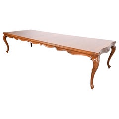 Karges French Provincial Louis XV Burled Walnut Extension Dining Table