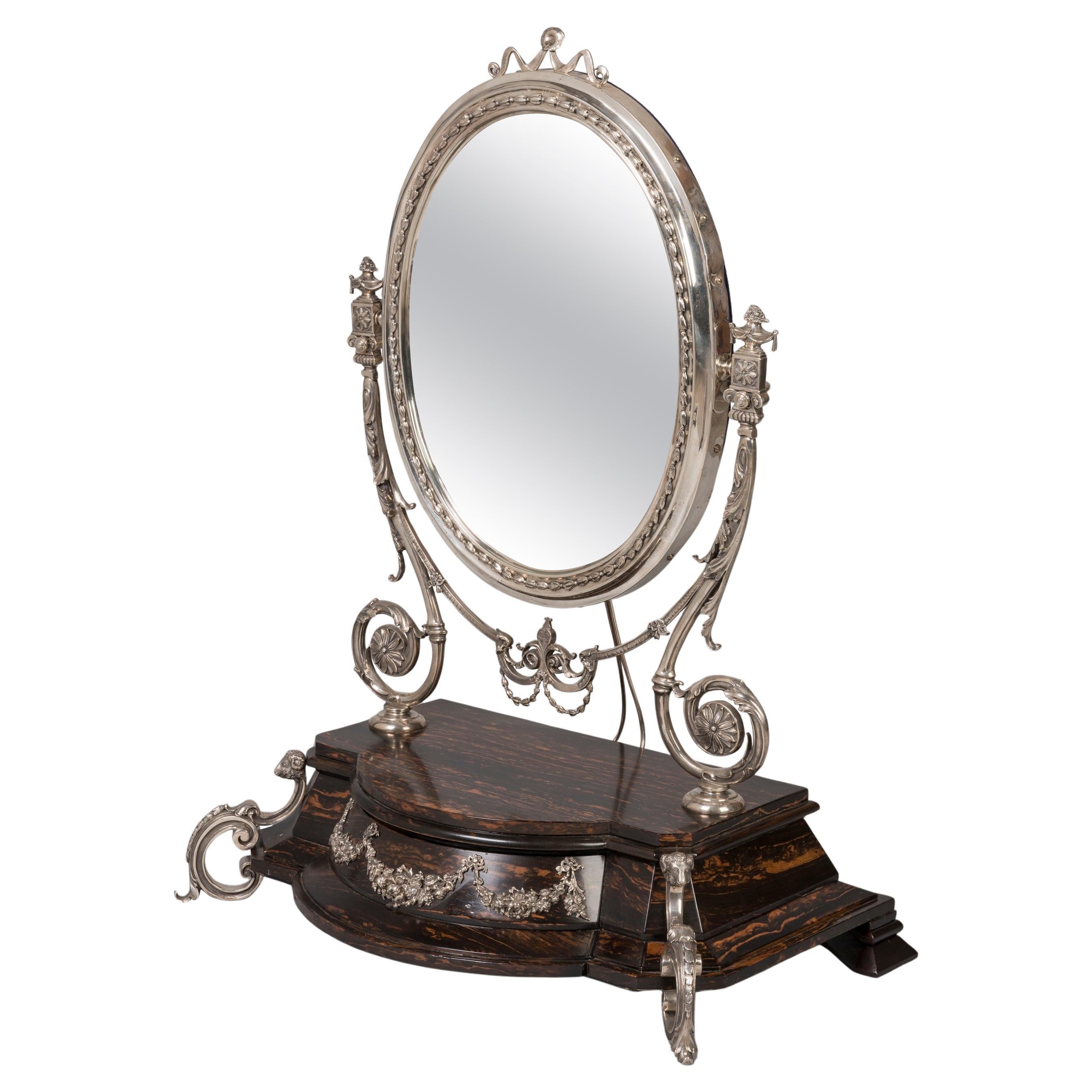 Specchio Coromandel in argento della fine del XIX secolo di Mappin & Webb in vendita