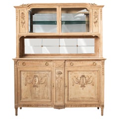 Anfang des 20. Jahrhunderts Französisch Louis XVI Stil gebleicht geschnitzt Eiche Buffet Deux Corps