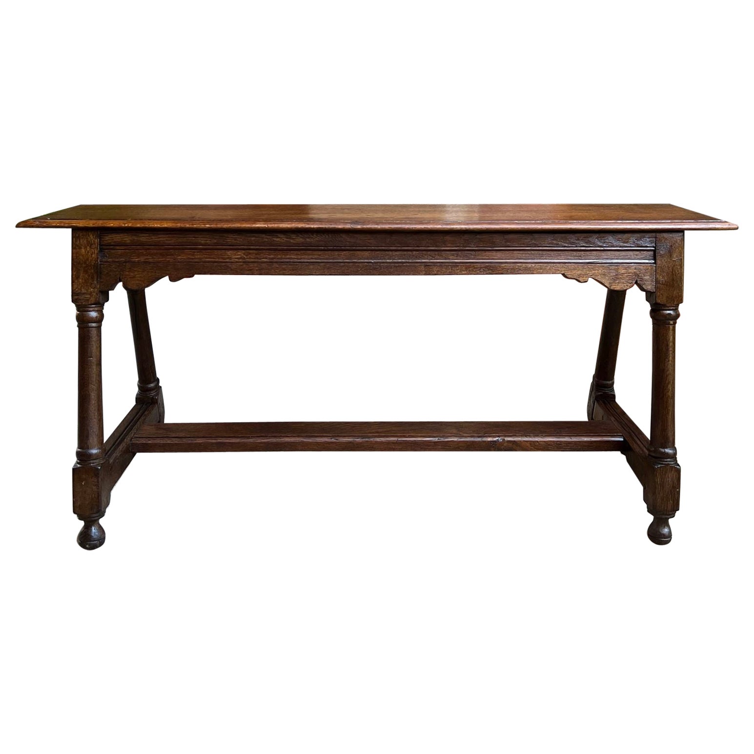 Antique English Oak Bench Stool Farmhouse Table Trestle Jacobean 4 ft c1890