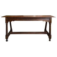 Antique English Oak Bench Stool Farmhouse Table Trestle Jacobean 4 ft c1890