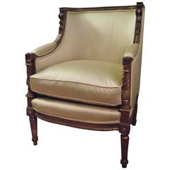 Regal Louis XV Style Carved Walnut and Parcel-Gilt Chair