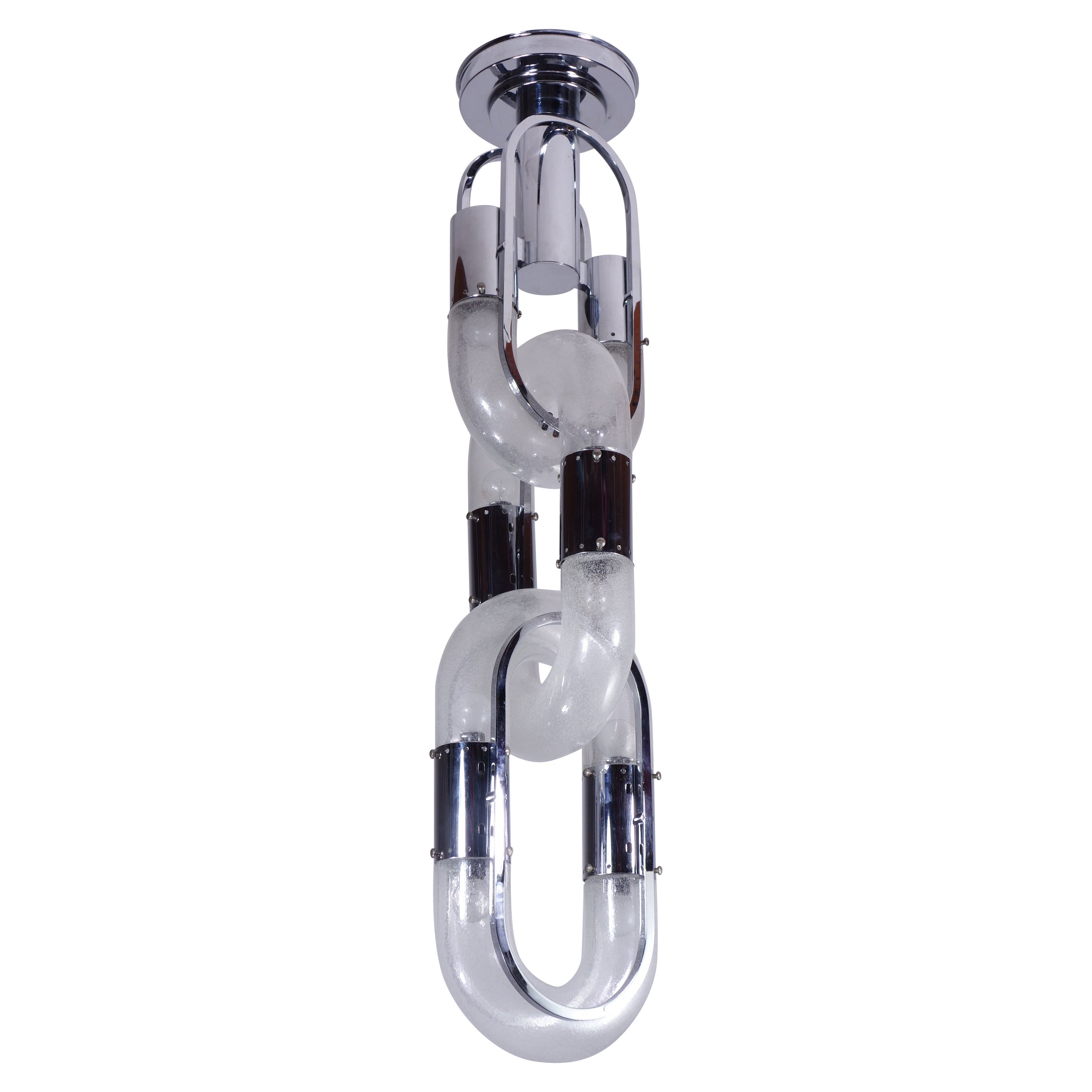 1970 Aldo Nason Mazzega Space Age Design Murano Glass Chain Ceiling Lamp