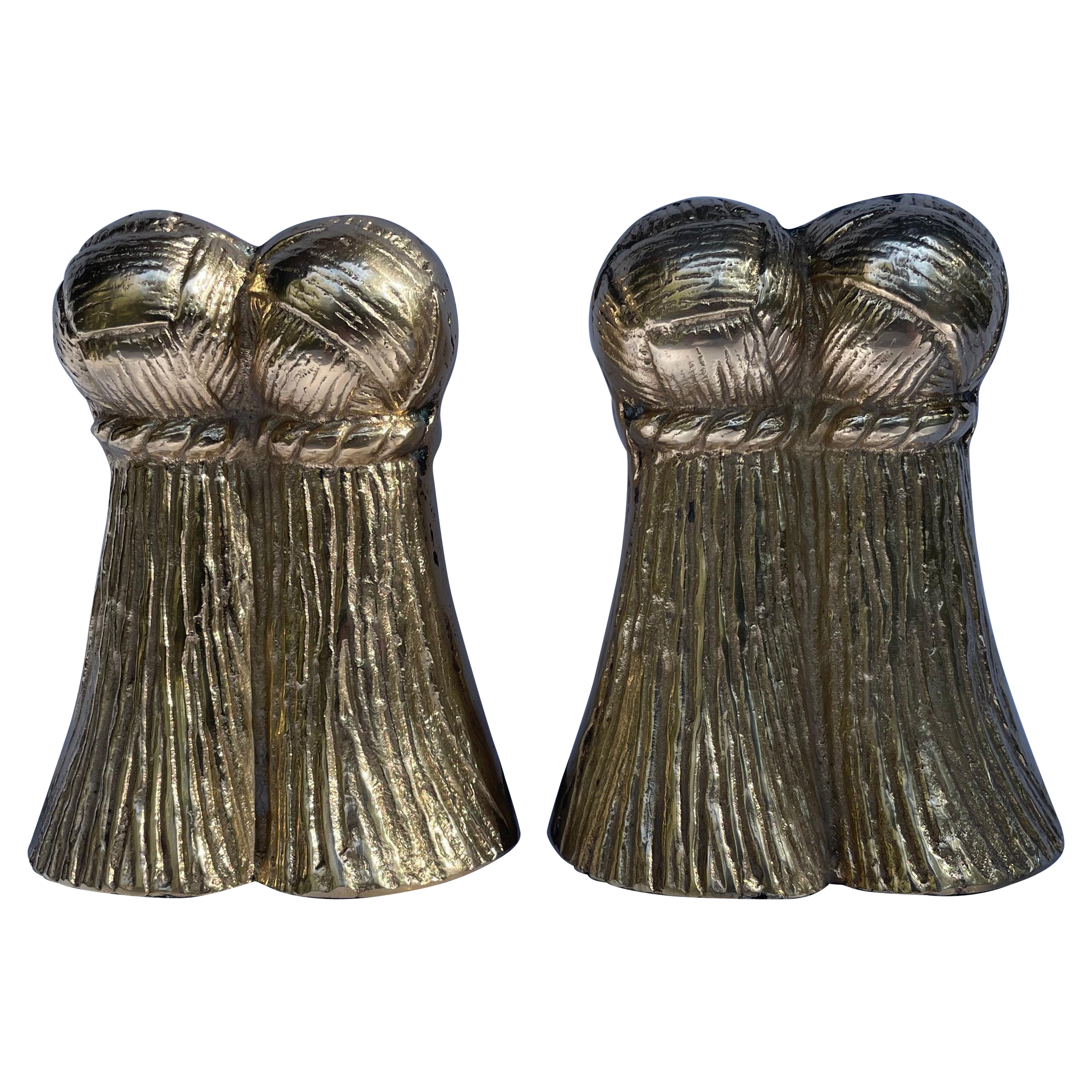 Pair Brass Tassel Bookends
