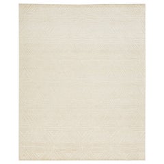 Modern Natural Moroccan Style Wool Rug Featuring Geometric Design By Apadana