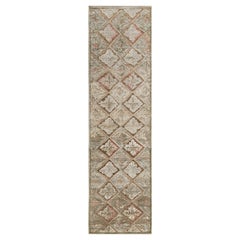 Rug & Kilim’s French Aubusson Style Runner in Green, Beige-Brown Floral Pattern