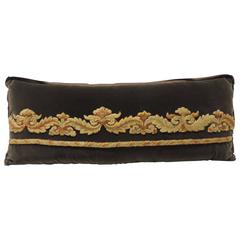 18th Century Italian Bolster Pillow with Hand Applique Embroidered Trim