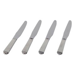 Georg Jensen Pyramid, four short-handled dinner knives in sterling silver