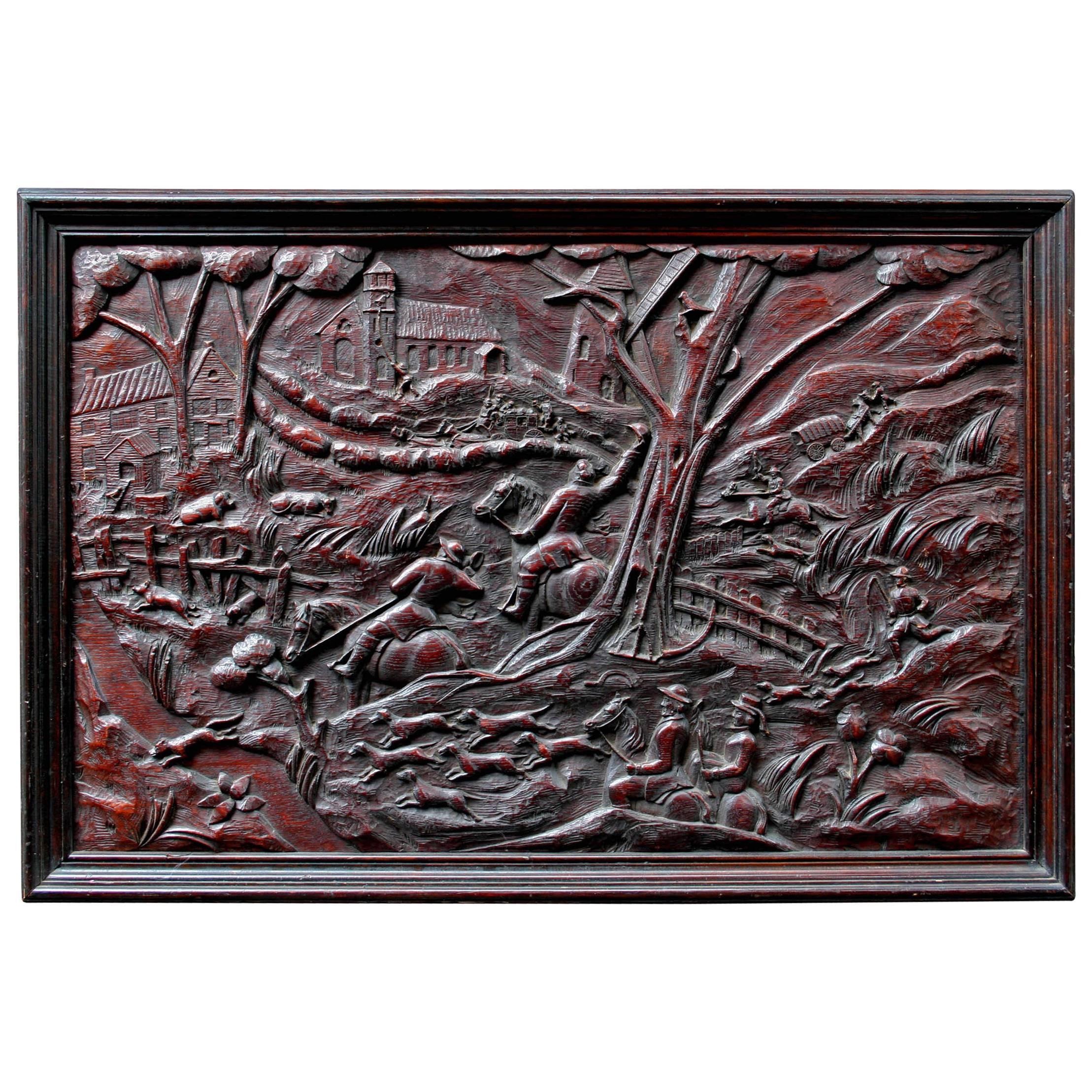 Early 19th Century Carved Oak Overmantel Panel For Sale