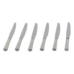 Georg Jensen Pyramid. Set of six short-handled dinner knives in sterling silver