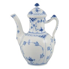 Royal Copenhagen Blue Fluted Half Lace, hand-painted coffee pot.