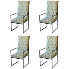 Set of Four Chrome Dining Chairs by Milo Baughman