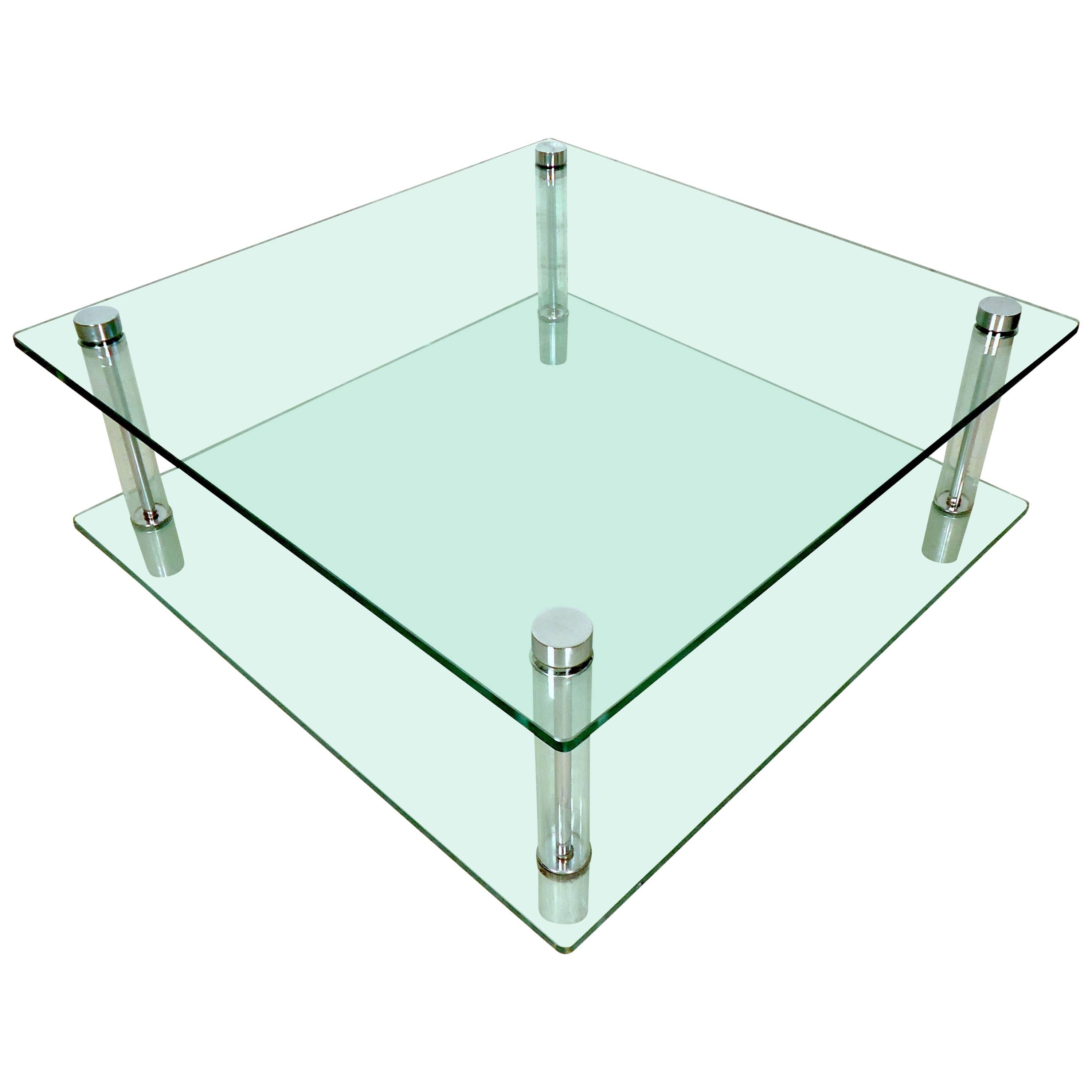 Mid-Century Glass and Lucite Coffee Table