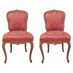 Pair of Hand-Carved Louis XV Style Side Chairs