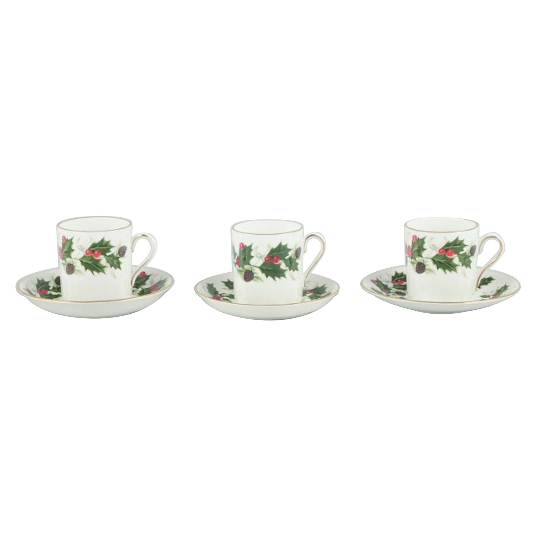 Royal Tuscan, England. Three pairs of cups and saucers. The “Noel” series.