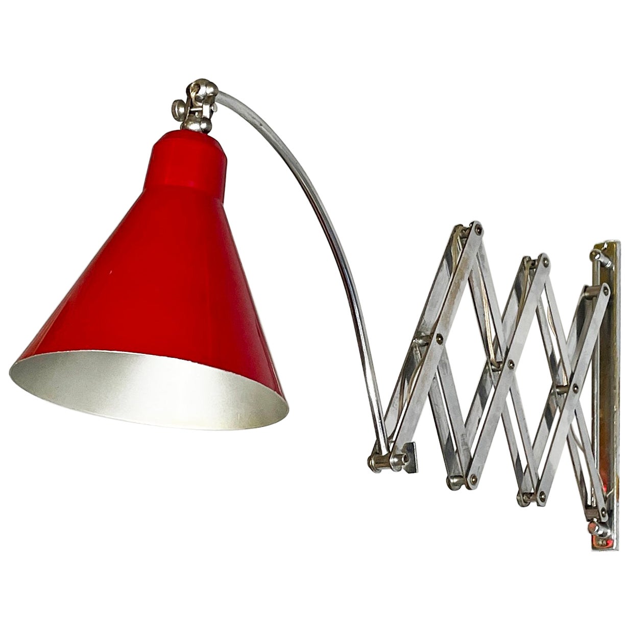 Italian mid-century modern Pantograph wall lamp in red metal, 1960s