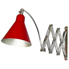 Italian mid-century modern Pantograph wall lamp in red metal, 1960s