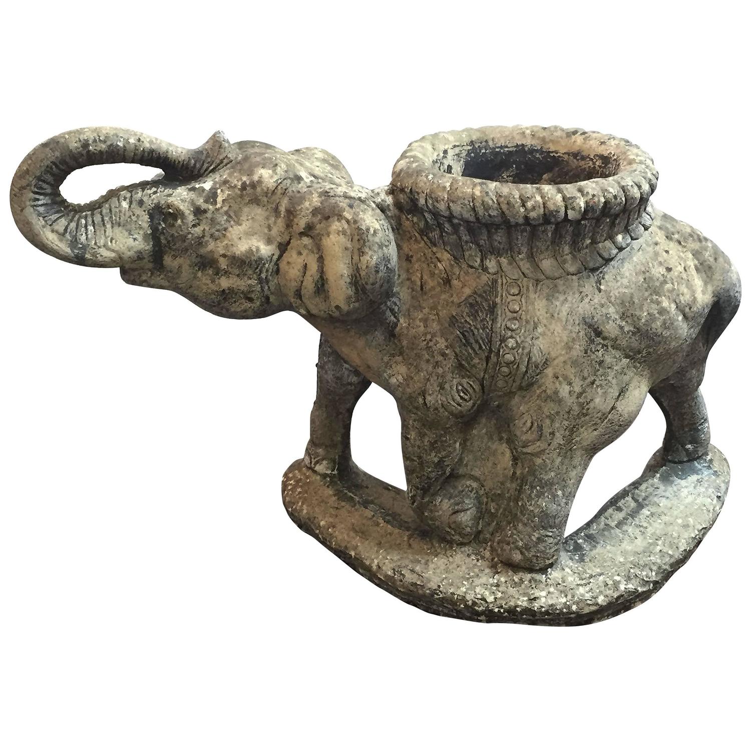 Large English Garden Stone Elephant Planter at 1stdibs