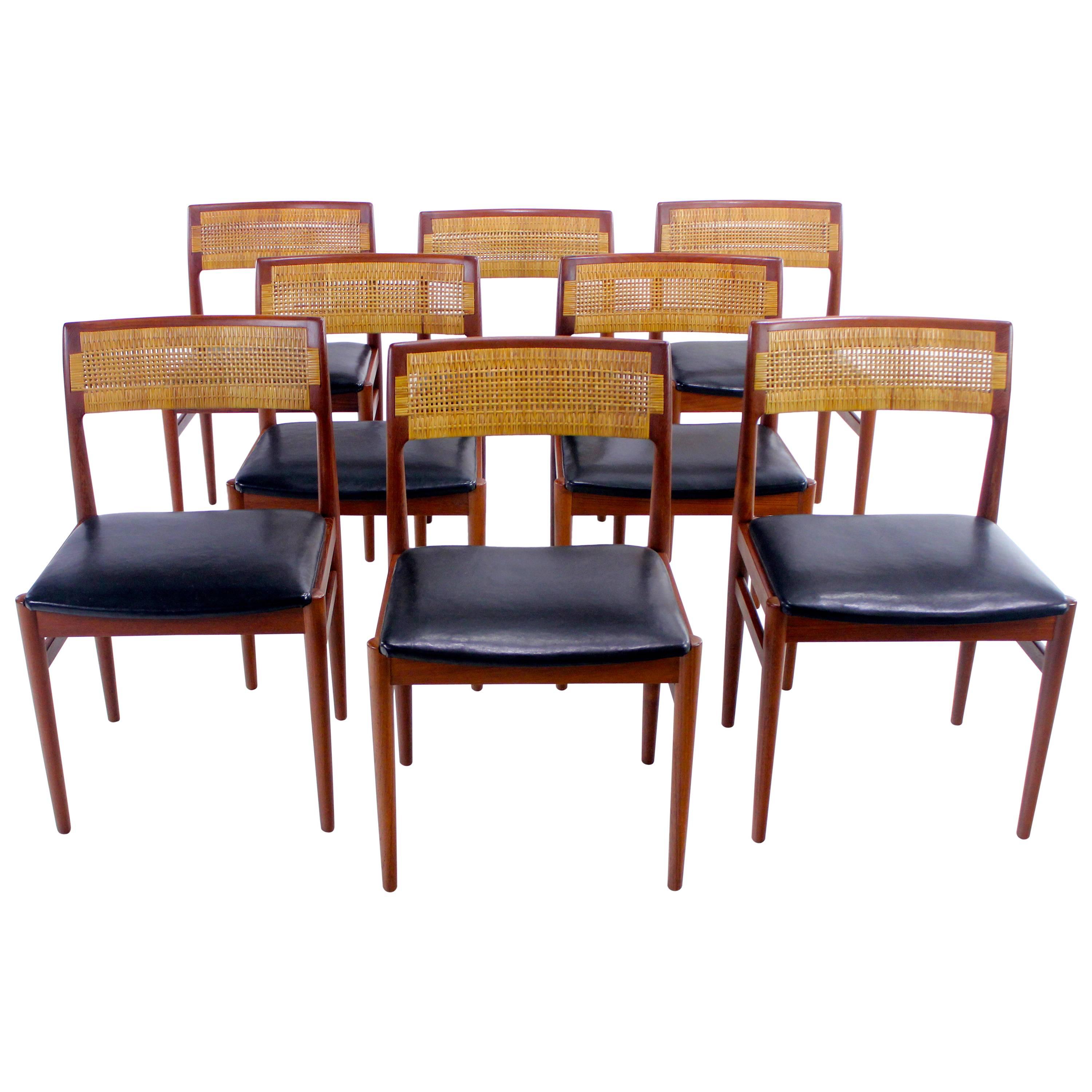 Set of Eight Distinctive Danish Modern Teak Dining Chairs Designed by Erik Worts For Sale