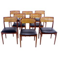 Set of Eight Distinctive Danish Modern Teak Dining Chairs Designed by Erik Worts