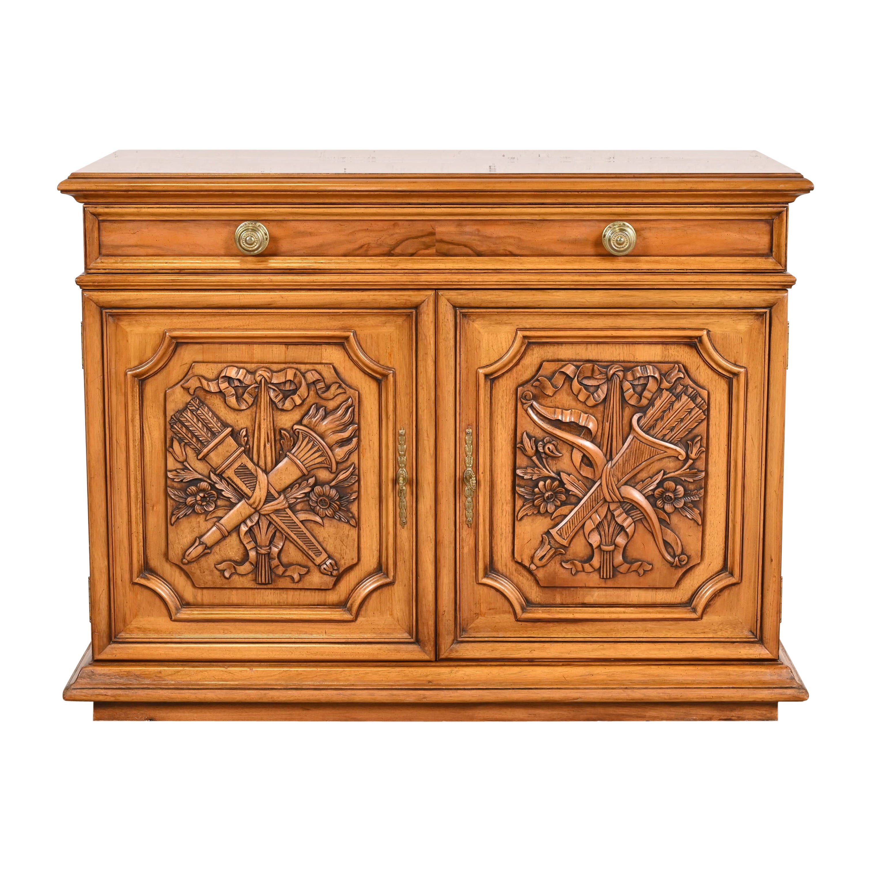 Karges Credenza francese Regency Luigi XVI in legno di noce burlato o mobile bar