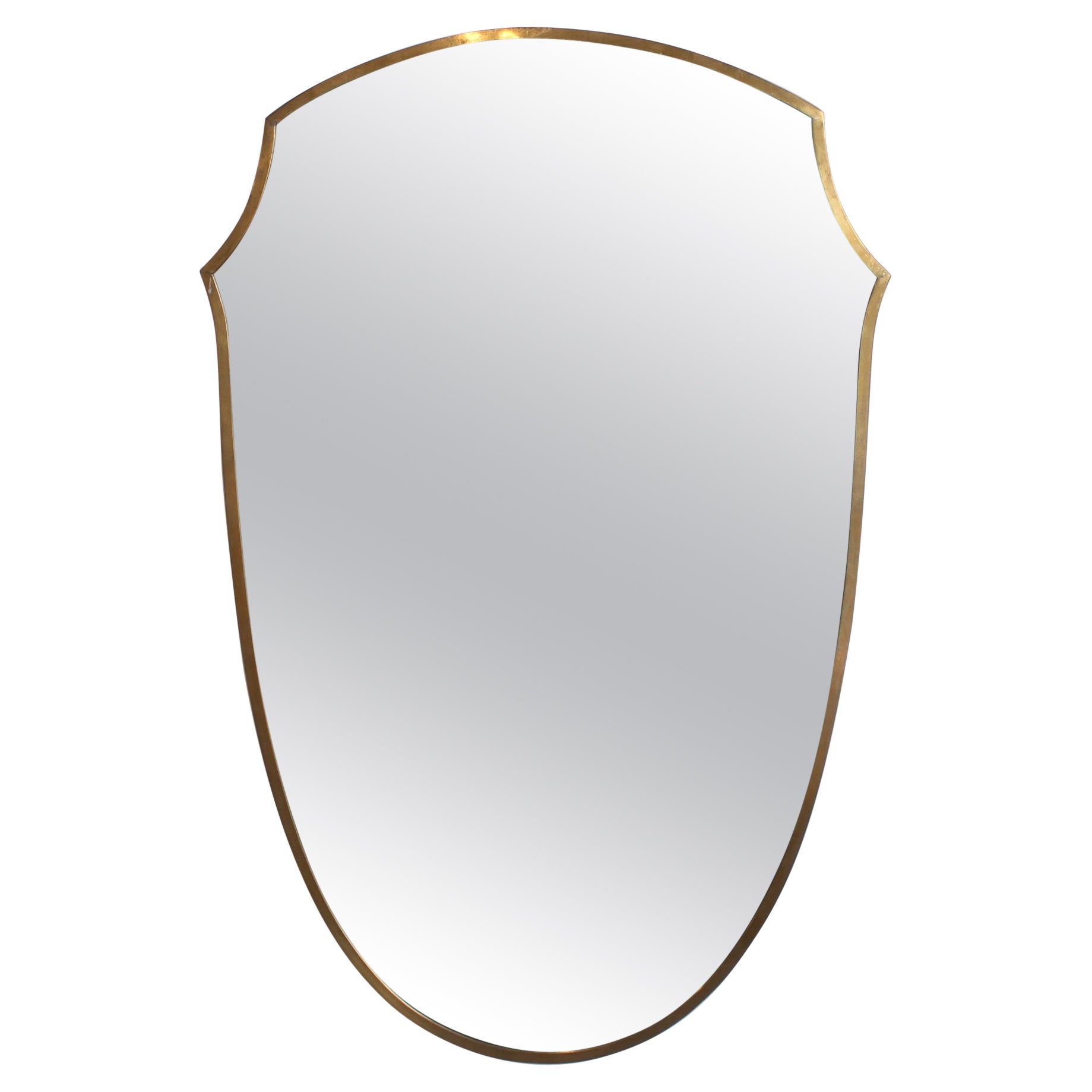 Vintage Italian Wall Mirror with Brass Frame (circa 1950s)
