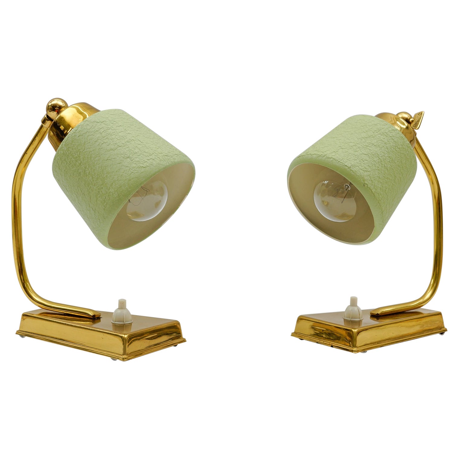 Lovely Pair Mid-Century Modern Brass and Metal Table Lamps, 1950s