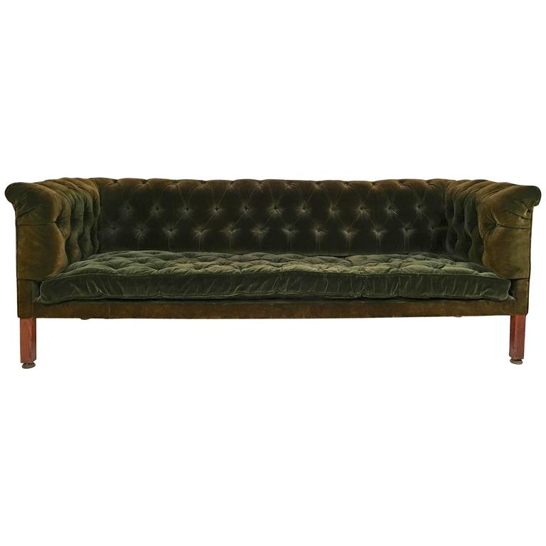 19th Century Green Tufted Velvet Chesterfield Sofa at 1stDibs green
