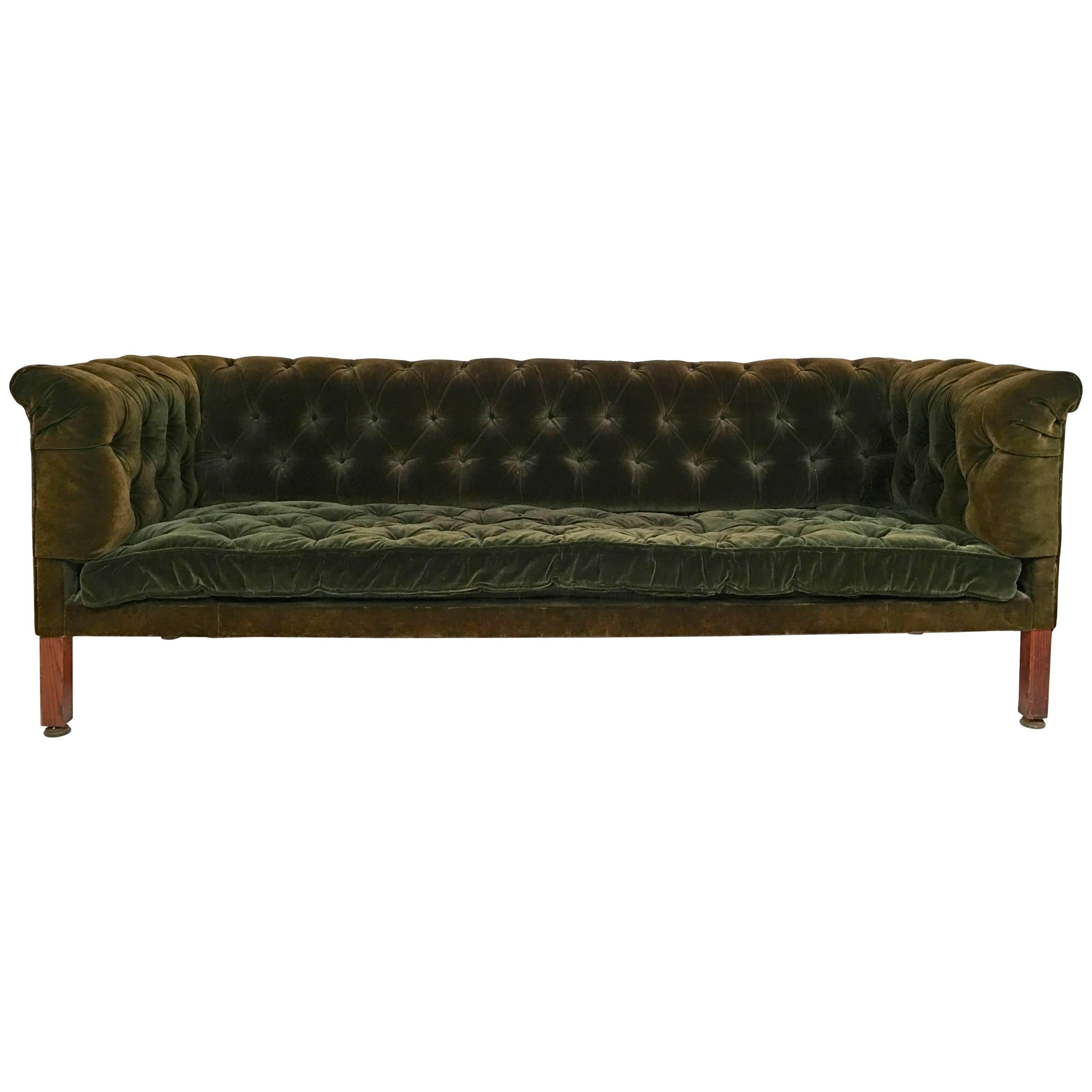 19th Century Green Tufted Velvet Chesterfield Sofa