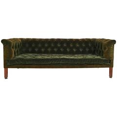 Antique 19th Century Green Tufted Velvet Chesterfield Sofa