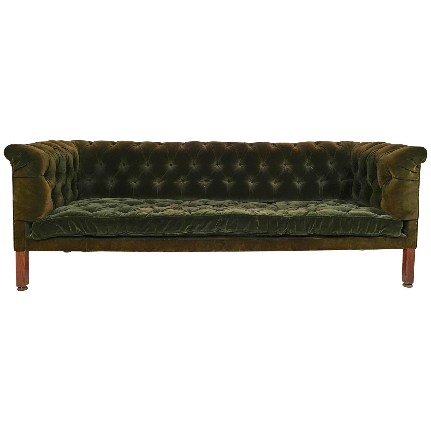 19th Century Green Tufted Velvet Chesterfield Sofa At 1stdibs