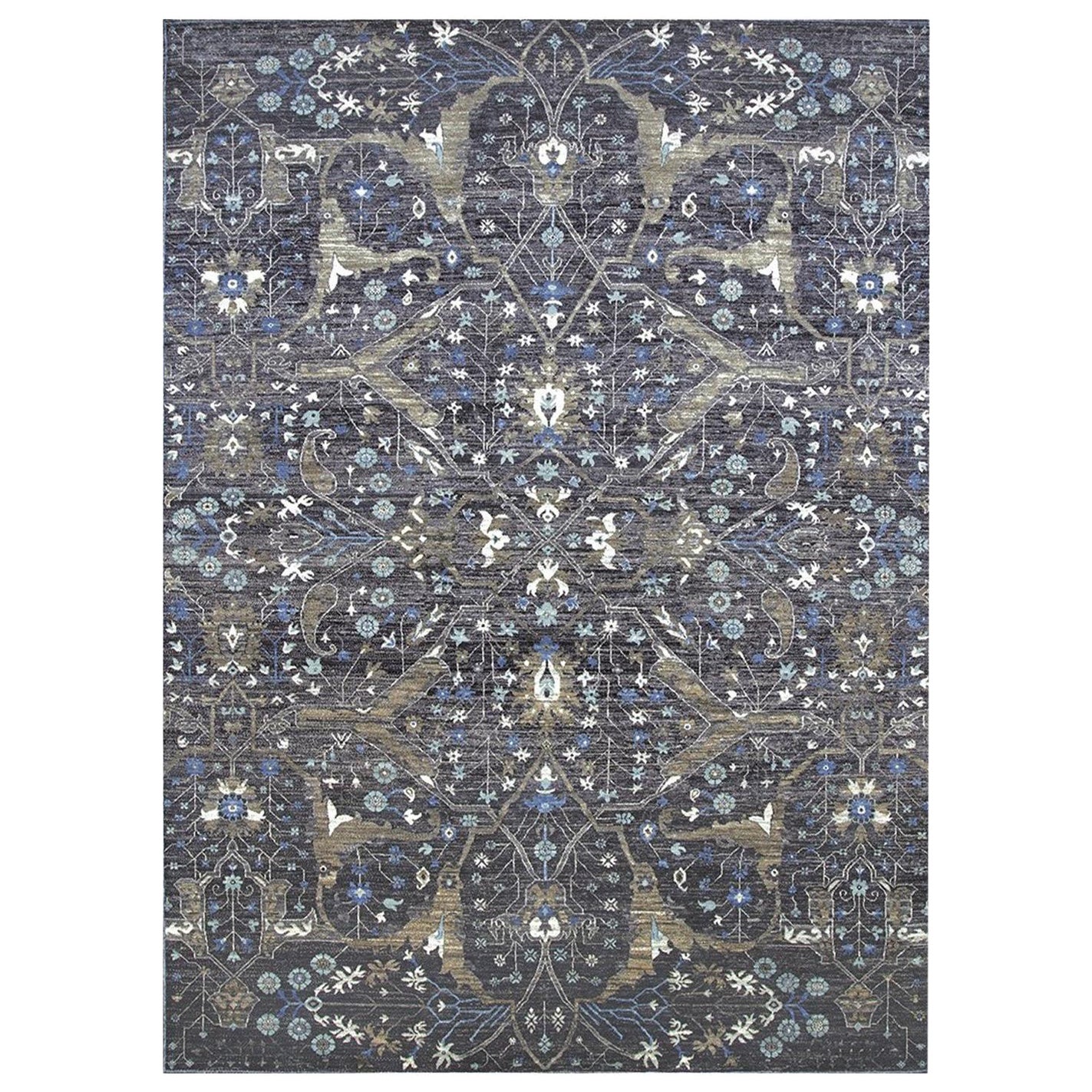 H4006 Heriz 365 Wool Rectangular Rug with Ornate Medallion Pattern by Mohebban
