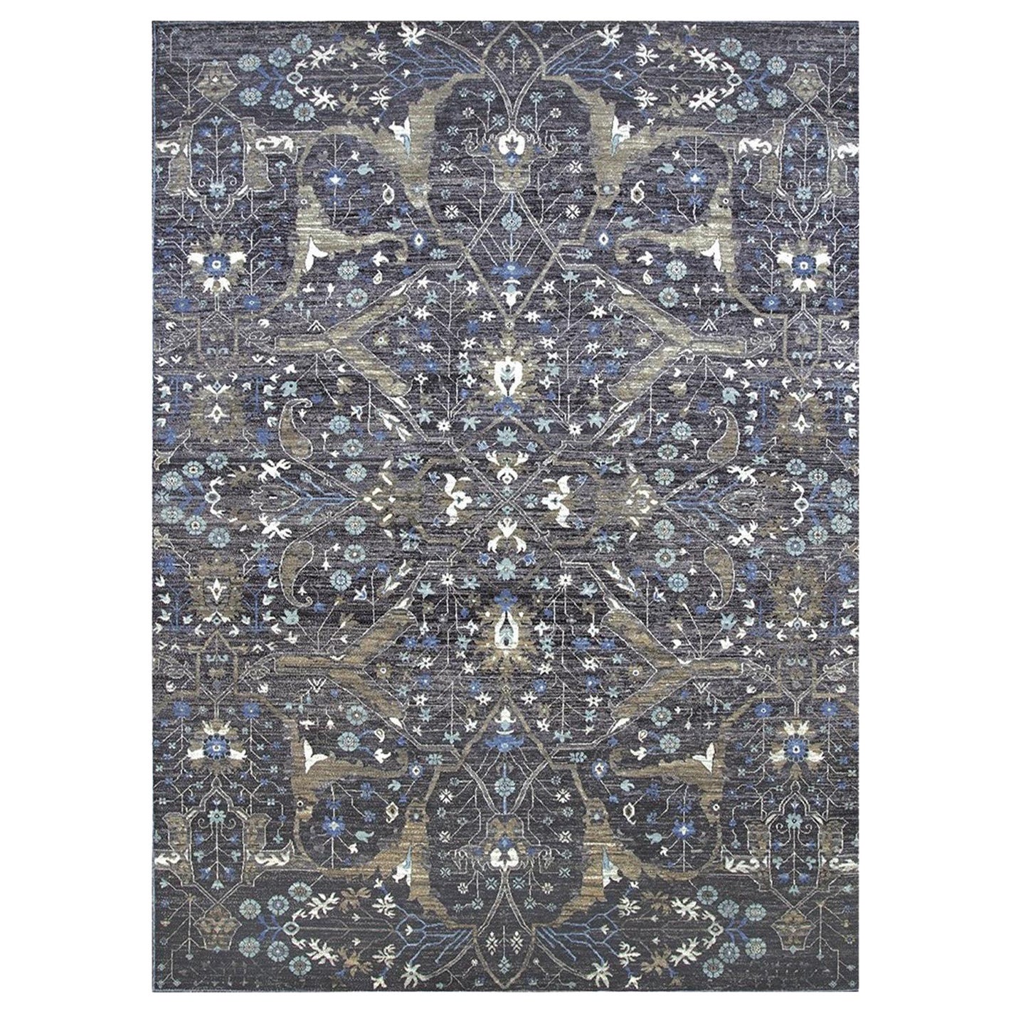 H4006 Heriz 425 Wool Rectangular Rug with Ornate Medallion Pattern by Mohebban For Sale