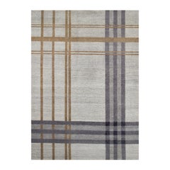 CH44 Highland 365 Hand-Knotted Wool Rectangular Rug in Plaid Pattern by Mohebban