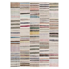 Rug & Kilim's Handwoven Modern Patchwork Kilim Rug in Multicolor Striation