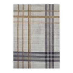 CH44 Highland 275 Hand-Knotted Wool Rectangular Rug in Plaid Pattern by Mohebban
