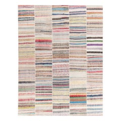 Rug & Kilim's Handwoven Modern Patchwork Kilim Rug in Multicolor Striation