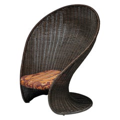 "Foglia" Wicker Lounge Chair by Travasa for Bonacina, Italy, 1960s