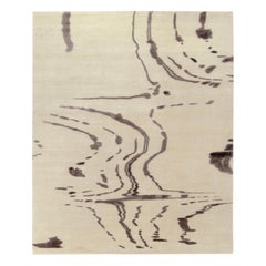 Alfombra abstracta anudada a mano de Rug & Kilim con diseño beige-marrón, blanco y negro