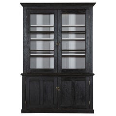 Vitrine bibliothèque en pin ébonisé glacé du 19ème siècle