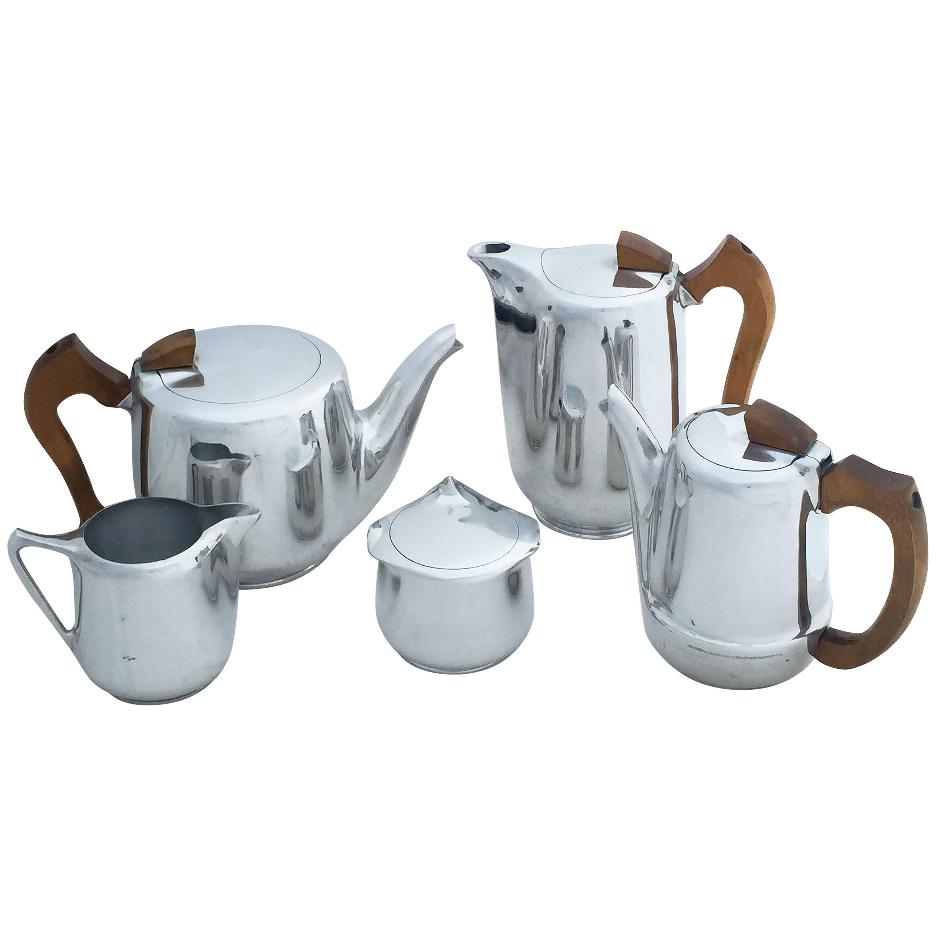 Five-Piece English Tea and Coffee Set by Picquot