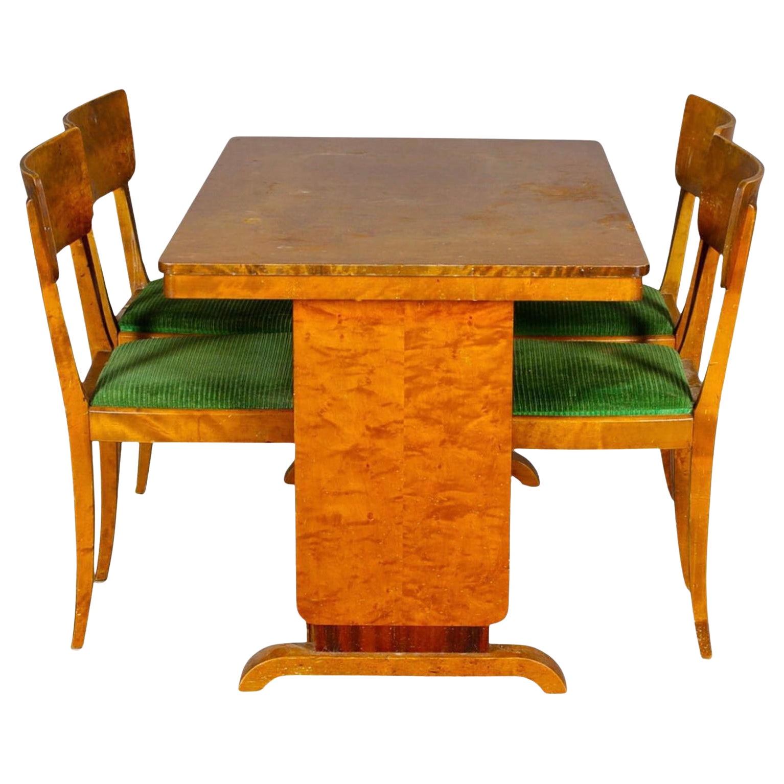 Ausziehbarer schwedischer Deko-Esstisch aus goldener Birke im Biedermeier-Stil, 1930er Jahre A