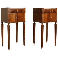 Pair Southern Italian Neoclassic Rosewood & Marble-Top Bedside Cabinets, ca 1810